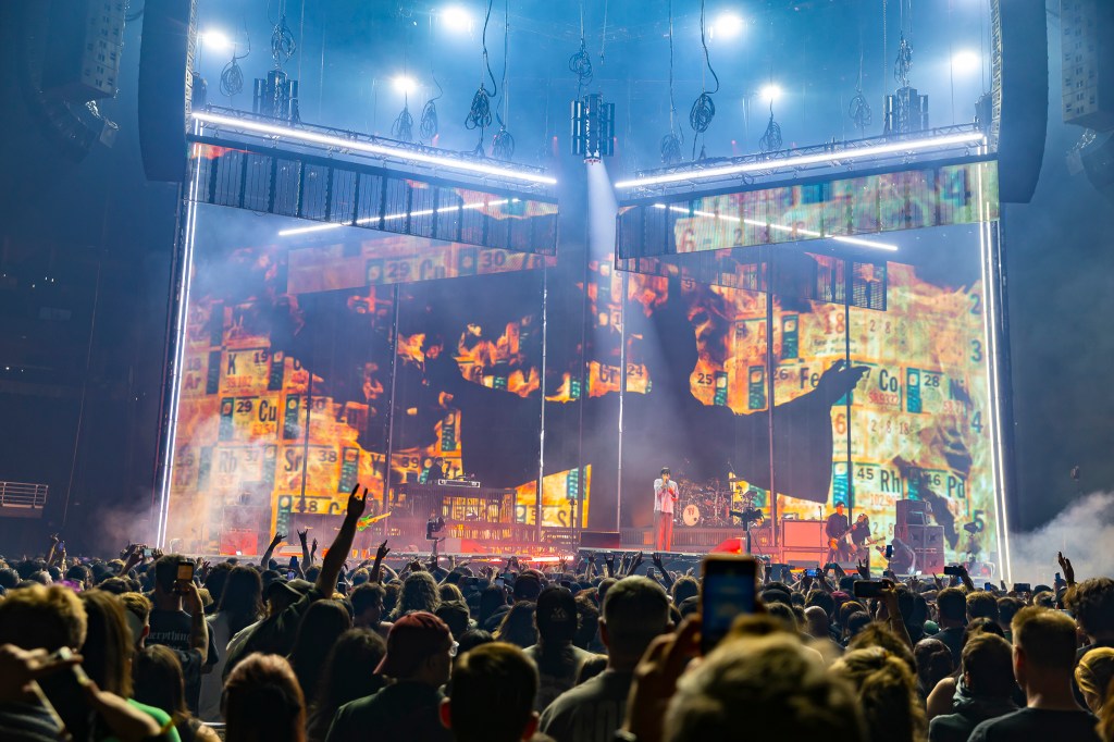 Deftones stage display at Ball Arena in Denver, Colorado