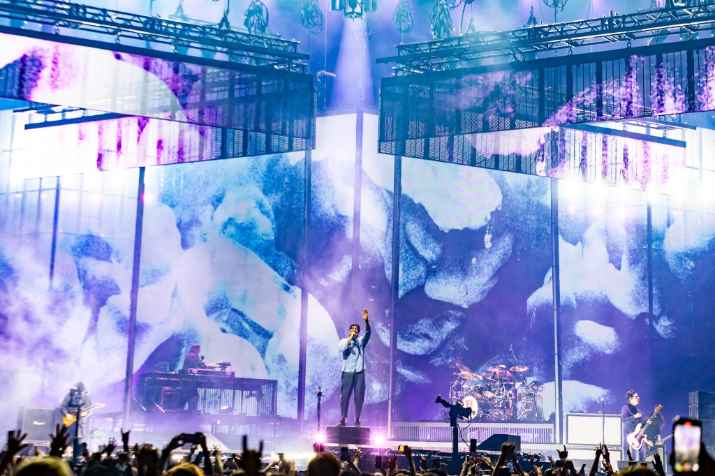 Deftones takes the stage at Ball Arena in Denver, Colorado.