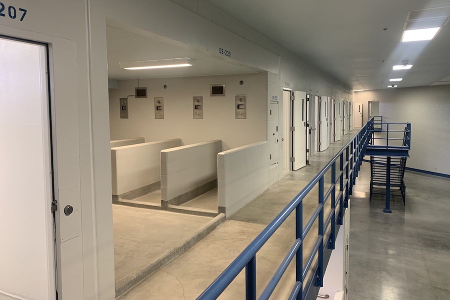 The inside of a prison.