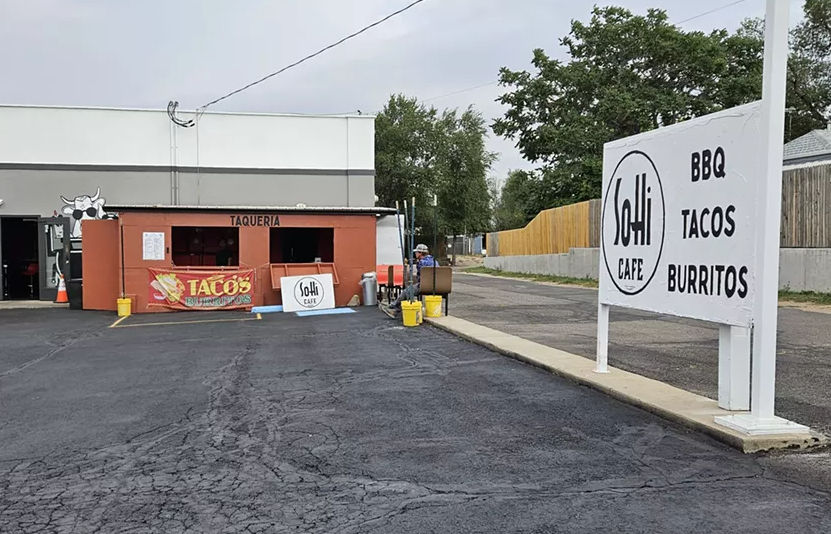 taqueria stand in a parking lot
