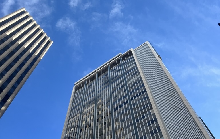 The office towers at 621 and 633 17th Street