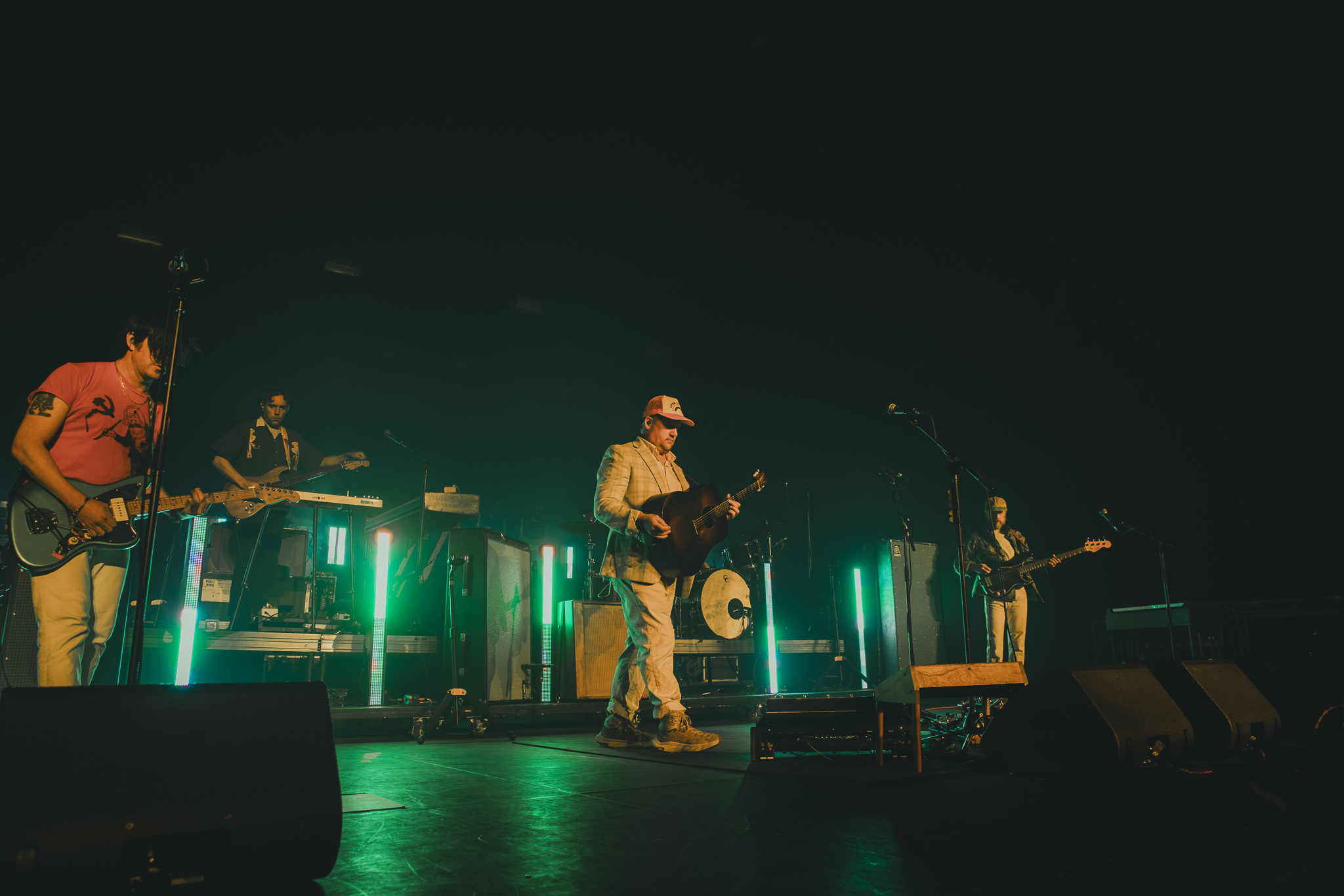 Modest Mouse performing on stage at Mission Ballroom in Denver, Colorado.