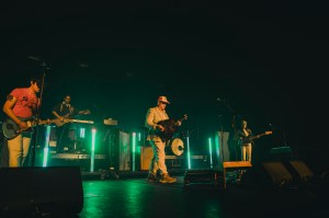 Modest Mouse performing on stage at Mission Ballroom in Denver, Colorado.