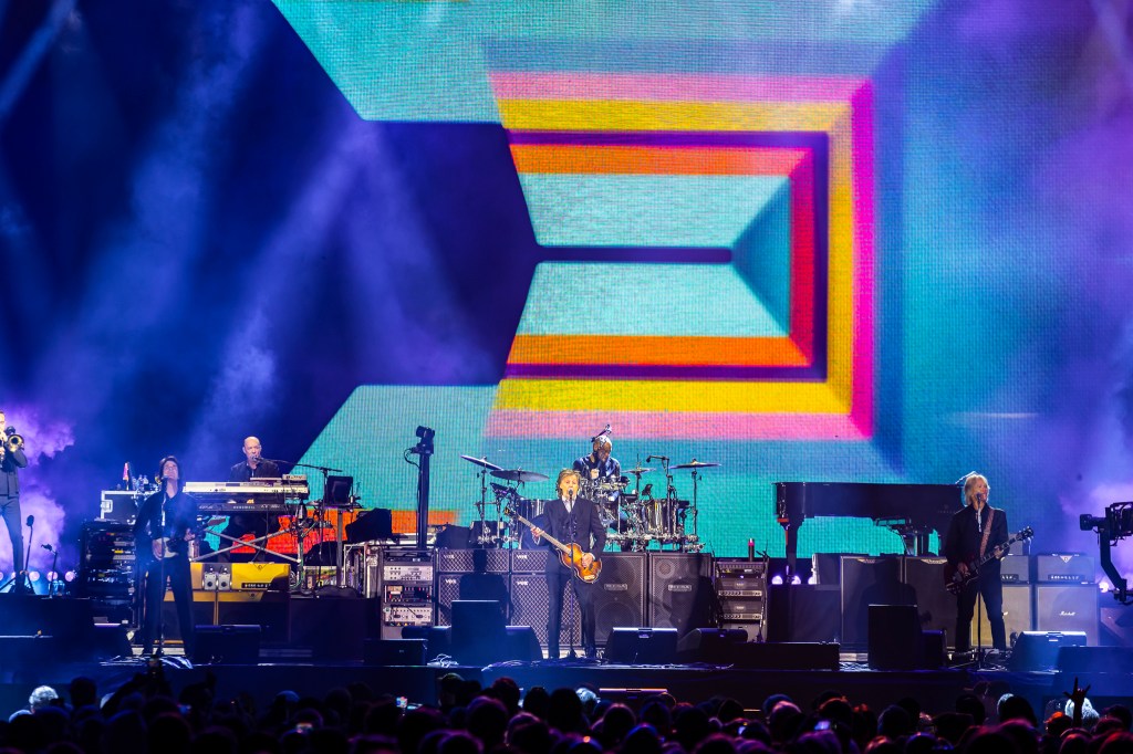 Paul McCartney performing live at Coors Field in Denver, Colorado, on Saturday, October 11, 2025.