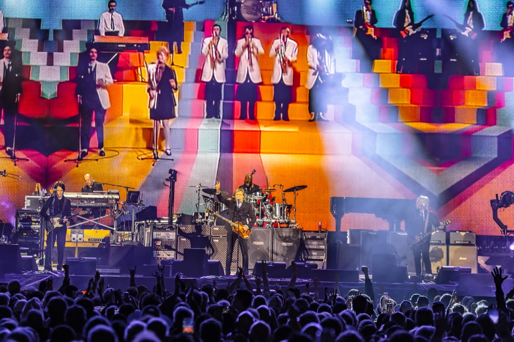 Paul McCartney performing live at Coors Field in Denver, Colorado, on Saturday, October 11, 2025.