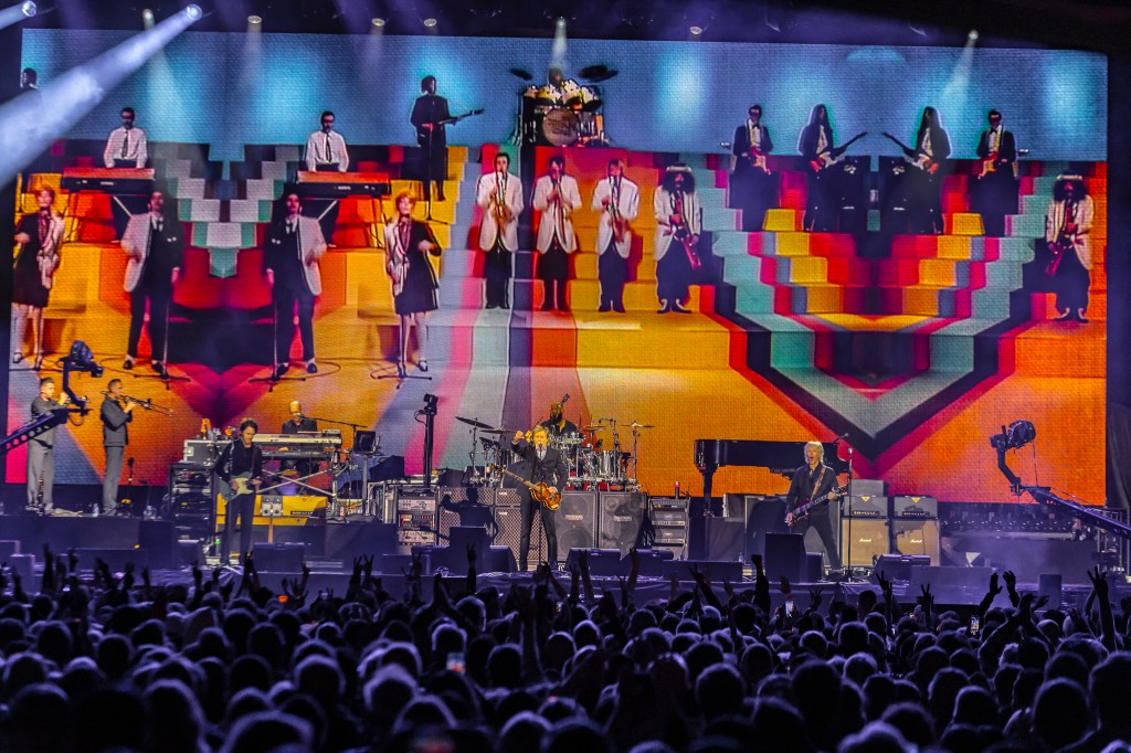 Paul McCartney performing live at Coors Field in Denver, Colorado, on Saturday, October 11, 2025.