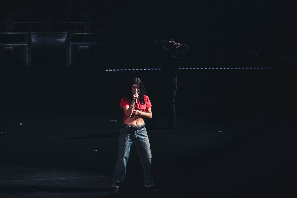 Lorde performing on stage at Red Rocks in Morrison, Colorado on Tuesday, October 14, 2025, for her Ultrasound World Tour.