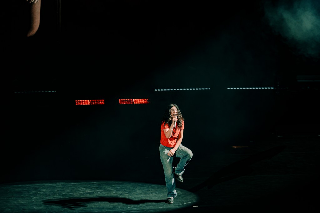 Lorde performing on stage at Red Rocks in Morrison, Colorado on Tuesday, October 14, 2025, for her Ultrasound World Tour.