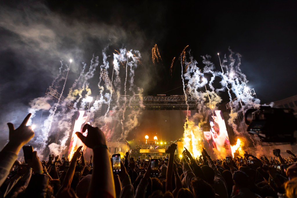 John Summit's production during his show at Folsom Field at the University of Colorado Boulder in Boulder, Colorado, on October 18.