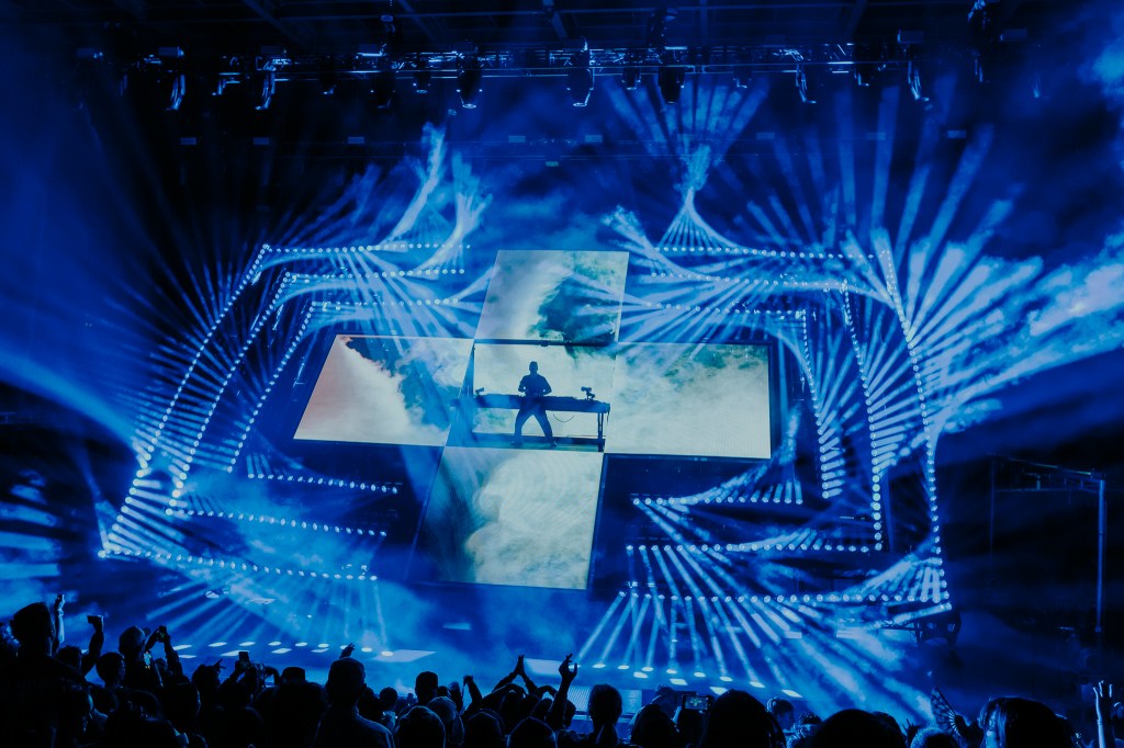 Martin Garrix perform together at Red Rocks in Morrison, Colorado on Thursday, October 23.
