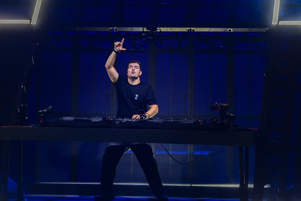 Martin Garrix perform together at Red Rocks in Morrison, Colorado on Thursday, October 23.
