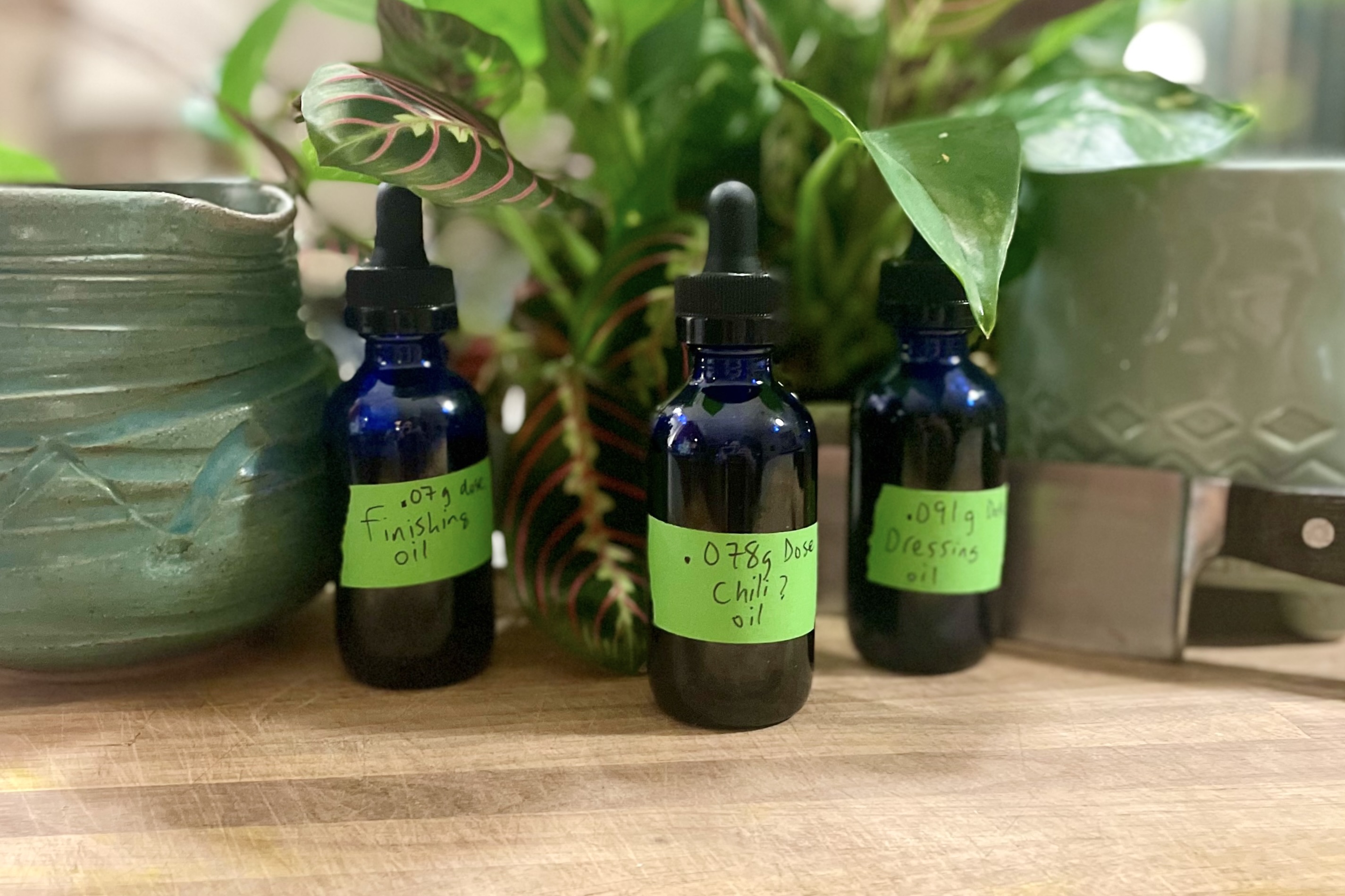 Tincture bottles of cannabis-infused oils from 3rd Floor Gourmet