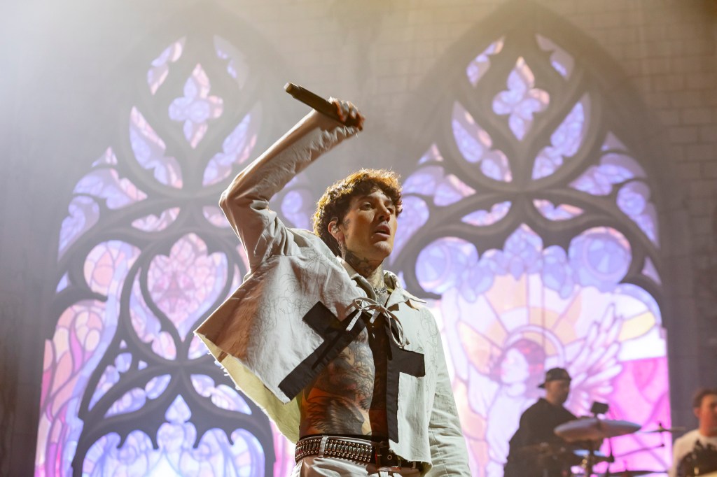 Bring Me The Horizon on stage at Ball Arena in Denver, Colorado, for their USA Ascension Program Part 01 tour.