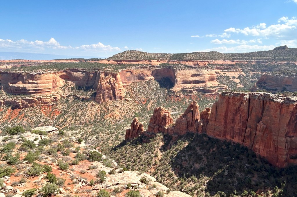 Red rock canyons and stone formations at Colorado National Monument