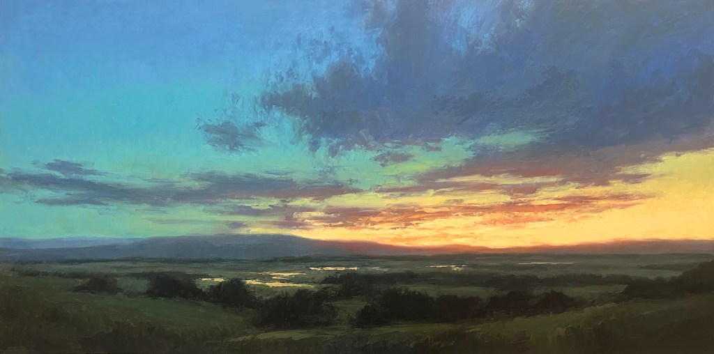 a painting of a sunrise
