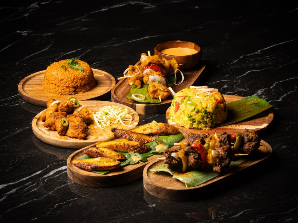 various foods on plates