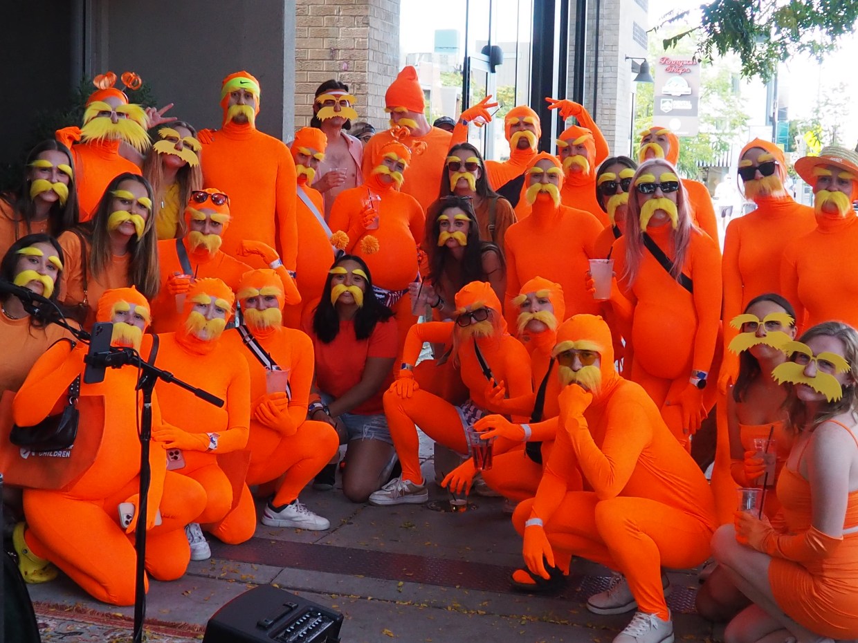 A group of people dressed as the lorax