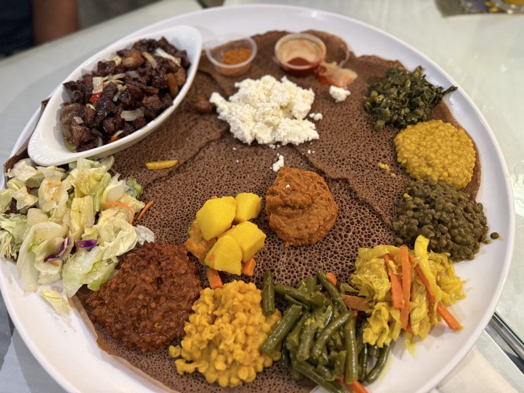 a plate of ethiopian food
