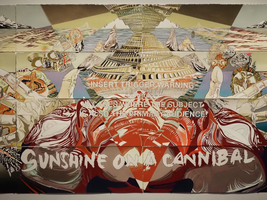 Colorful artwork reading "Sunshine on a Cannibal"