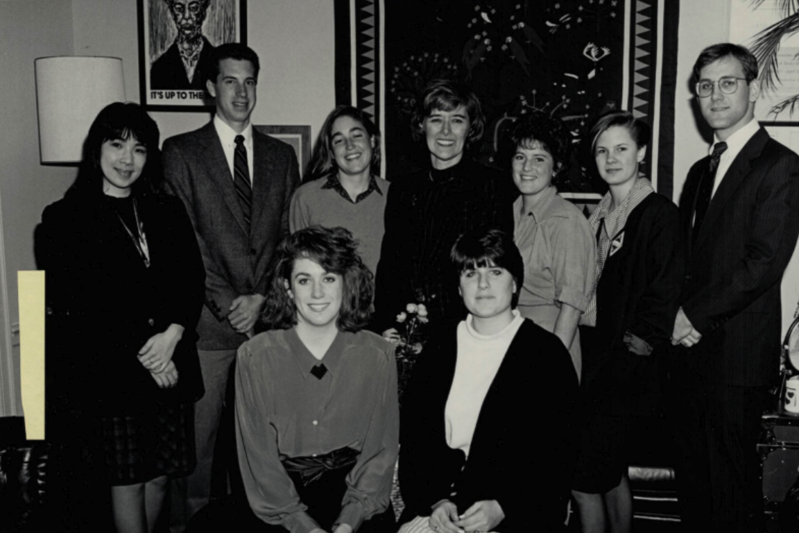 photo of congresswoman pat schroeder's staff in 1988