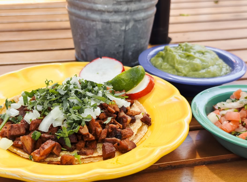 taco on a yellow plate