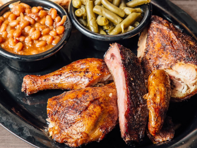 barbecue chicken and ribs