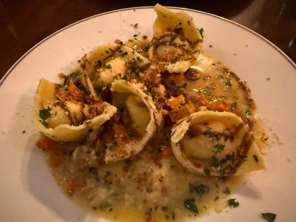 a bowl of tortellini