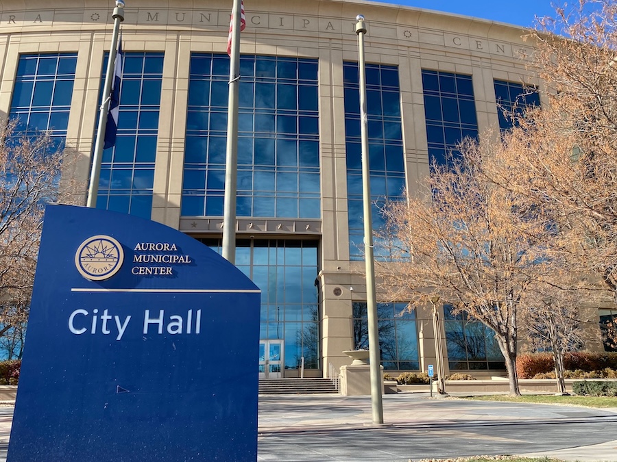 aurora city hall sign
