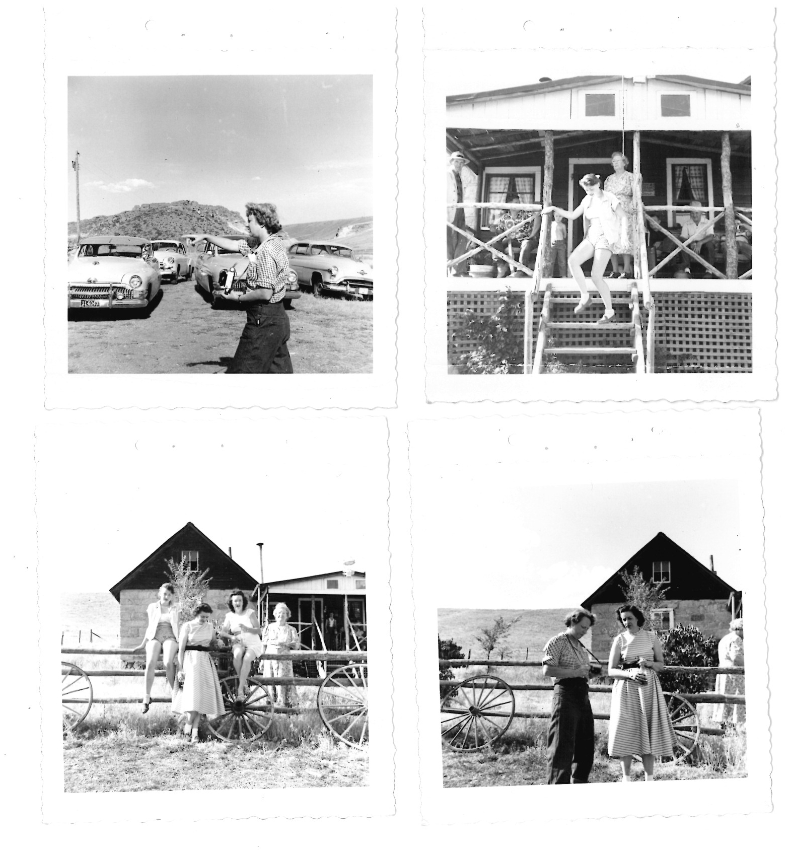 black and white family photos on cattle ranch