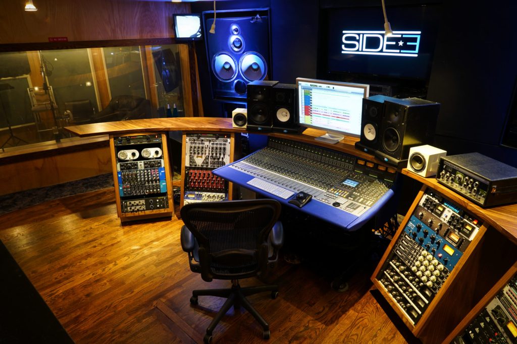a studio mixing console