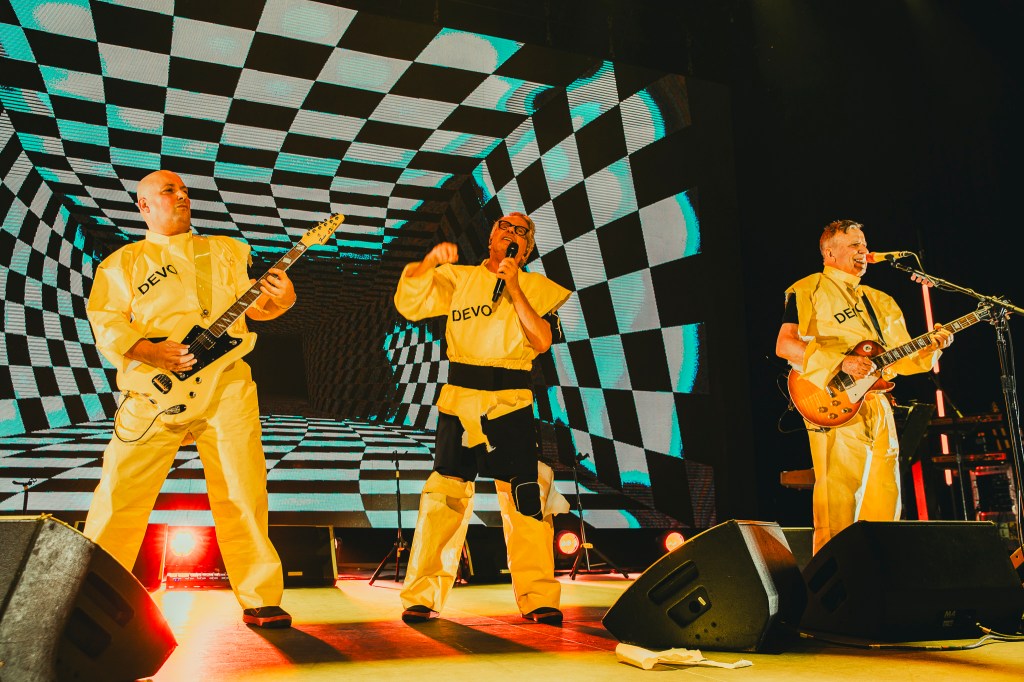 DEVO on stage at Mission Ballroom performing live on Thursday, November, 13.