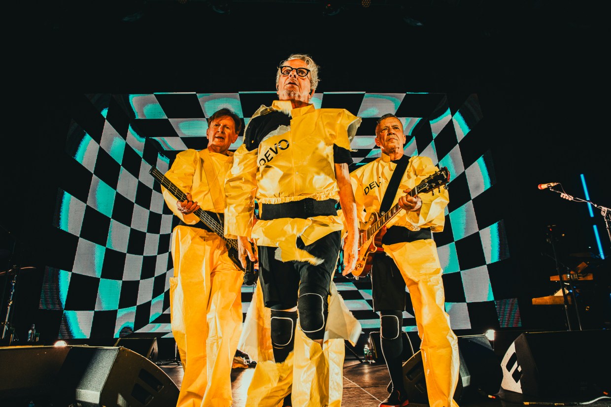 DEVO on stage at Mission Ballroom performing live on Thursday, November, 13.