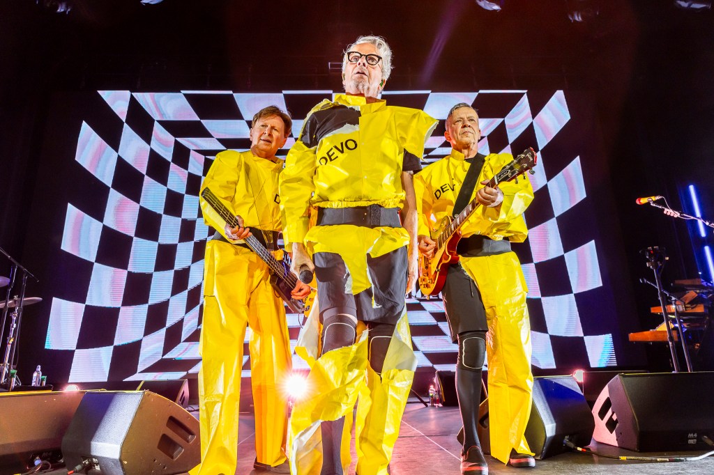 DEVO on stage at Mission Ballroom performing live on Thursday, November, 13.