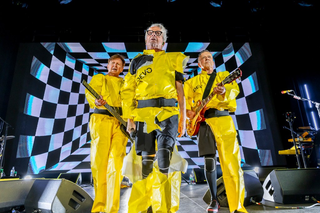 DEVO on stage at Mission Ballroom performing live on Thursday, November, 13.