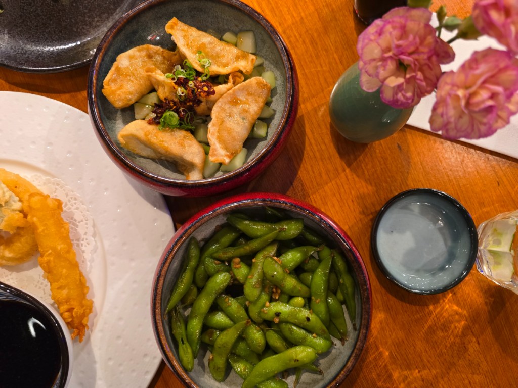 gyoza and edamame