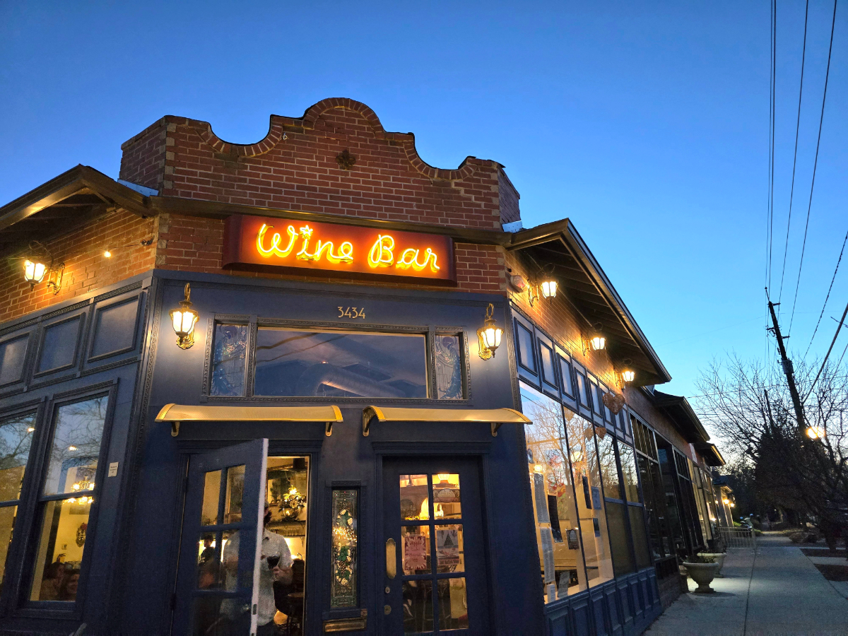 building with a "wine bar" sign over the entrance