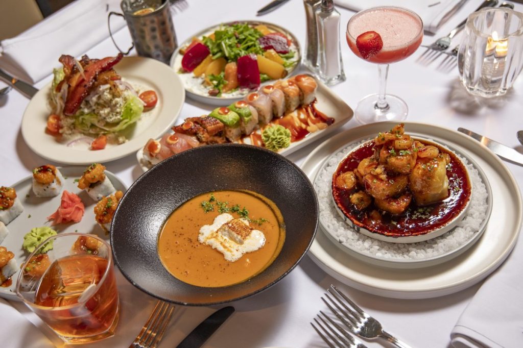 various food on plates