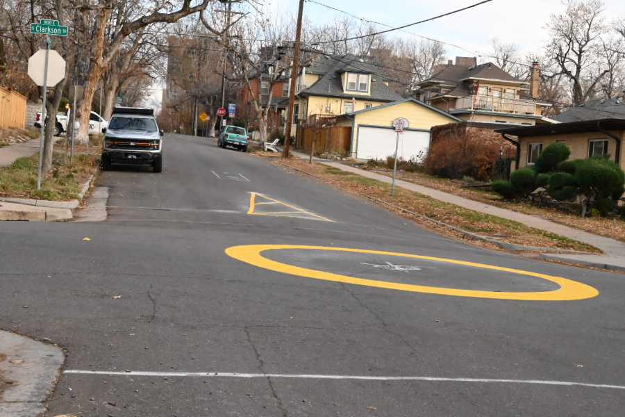 painted traffic circle In denver