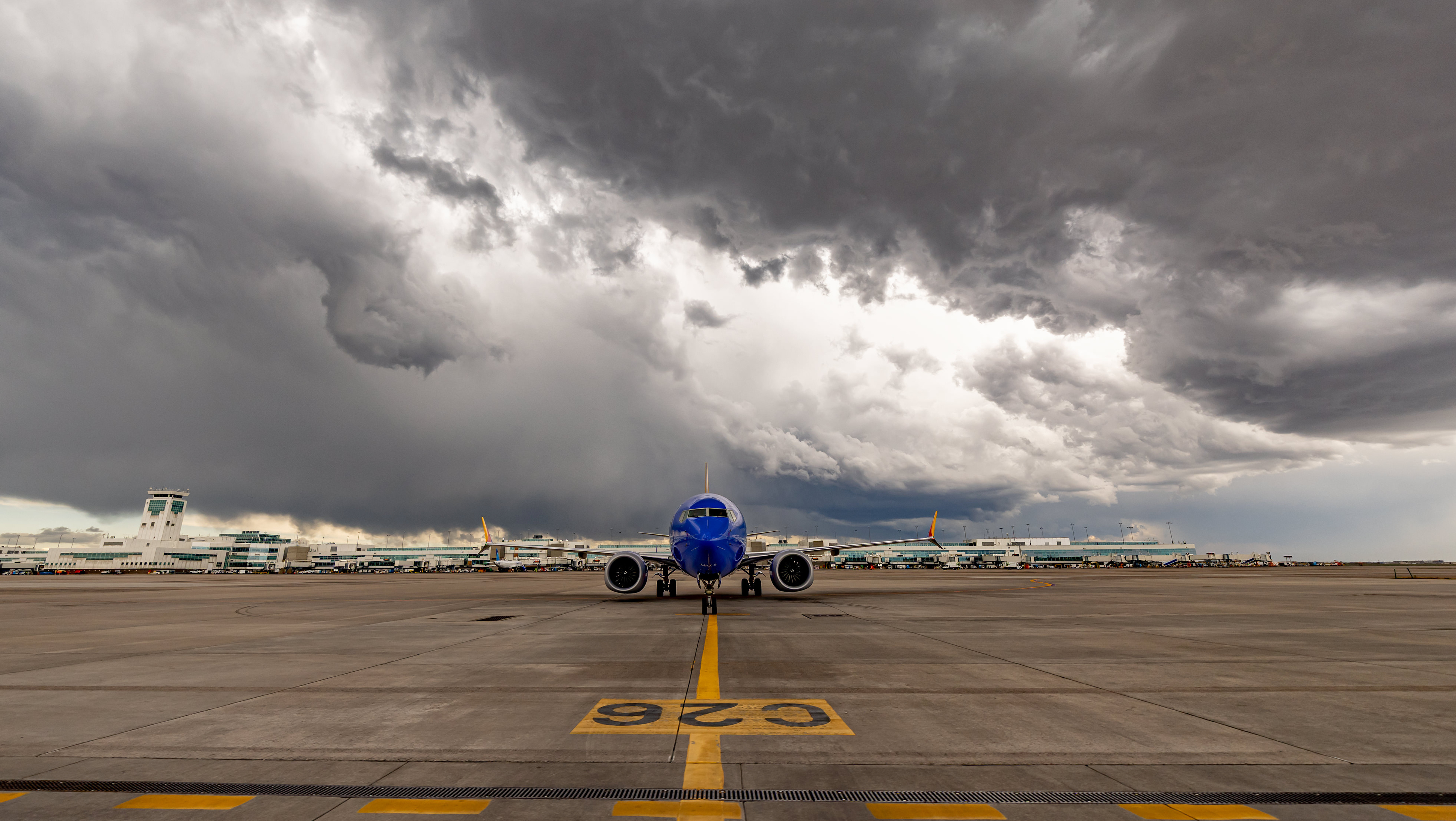 grounded southwest plane at Denver airport