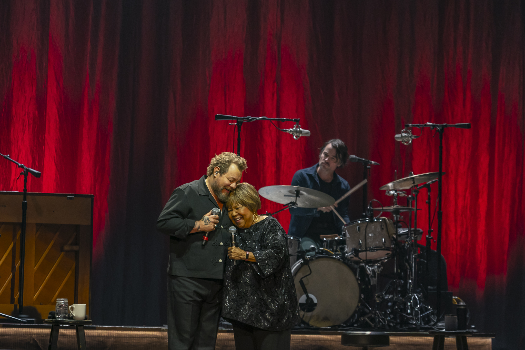 Nathaniel Rateliff and Mavis Staples on stage at the Mission Ballroom in Denver, Colorado.