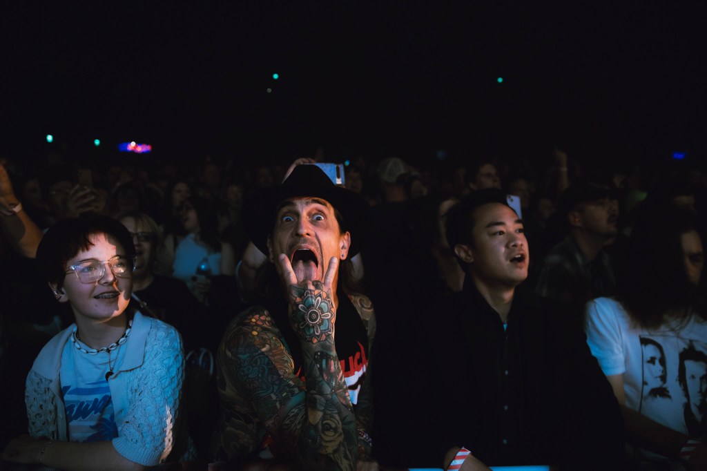 A concertgoer front row at Mission Ballroom for Wet Leg.