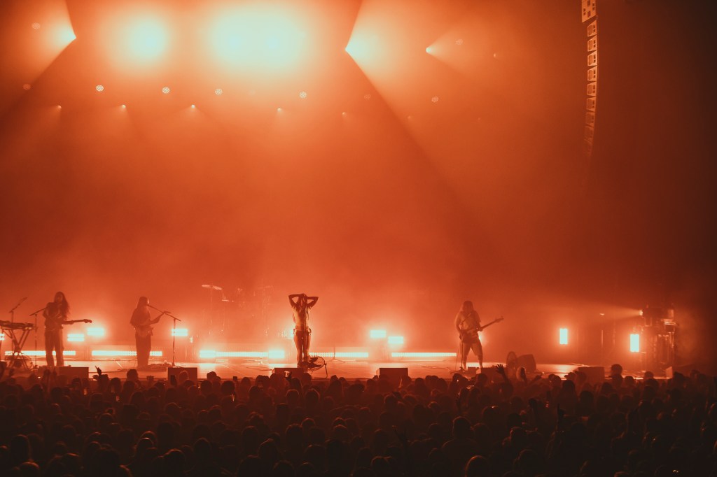 Wet Leg on stage at Mission Ballroom in Denver, Colorado.