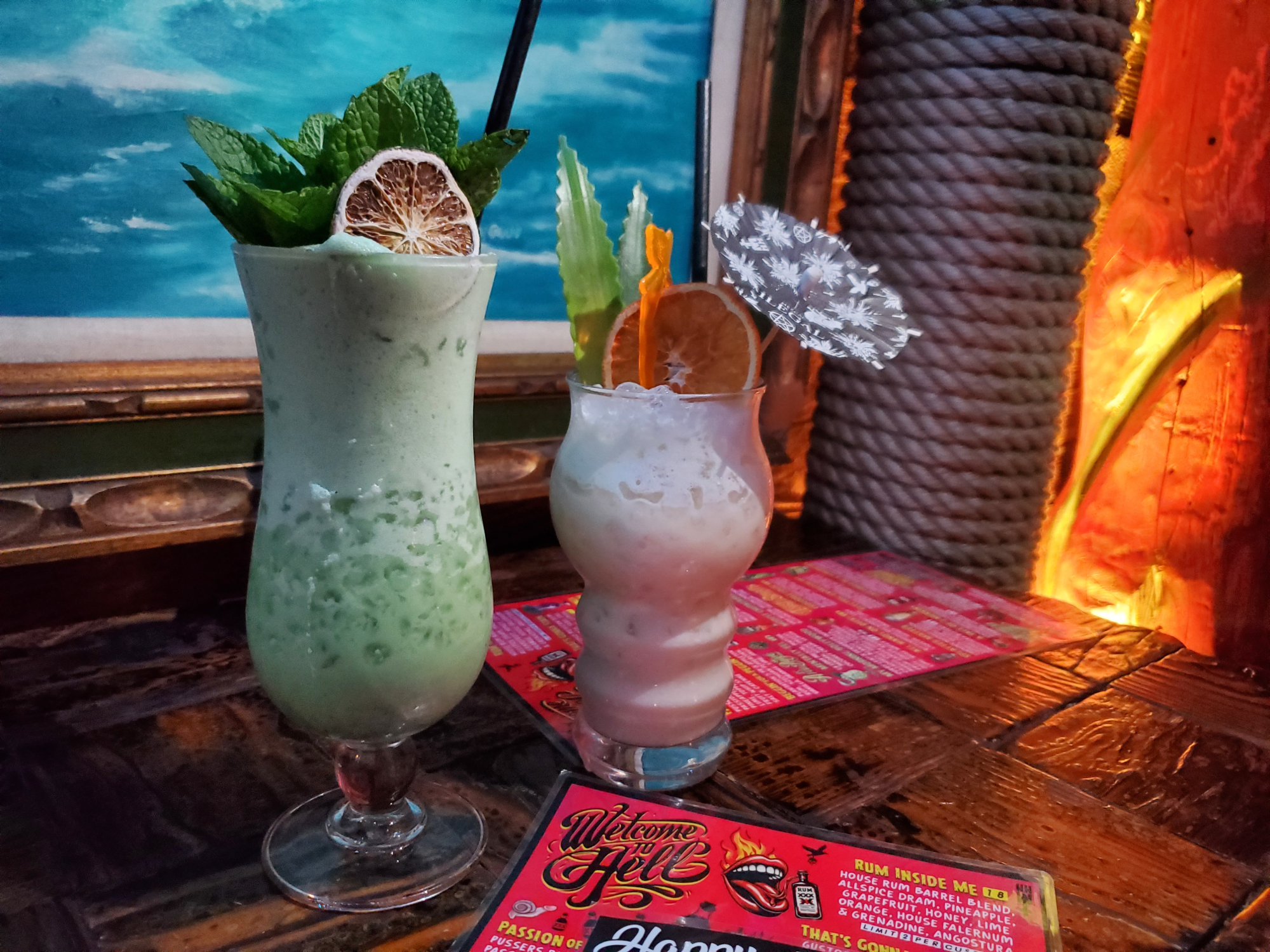 two tiki drinks