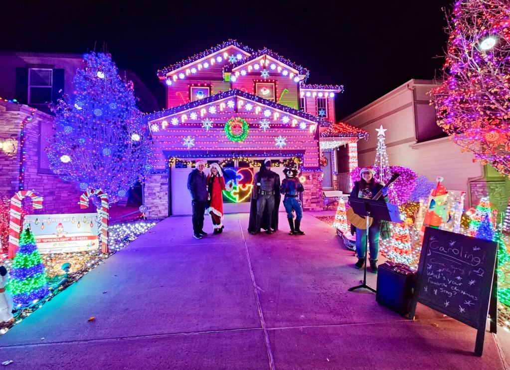 A home with holiday lights