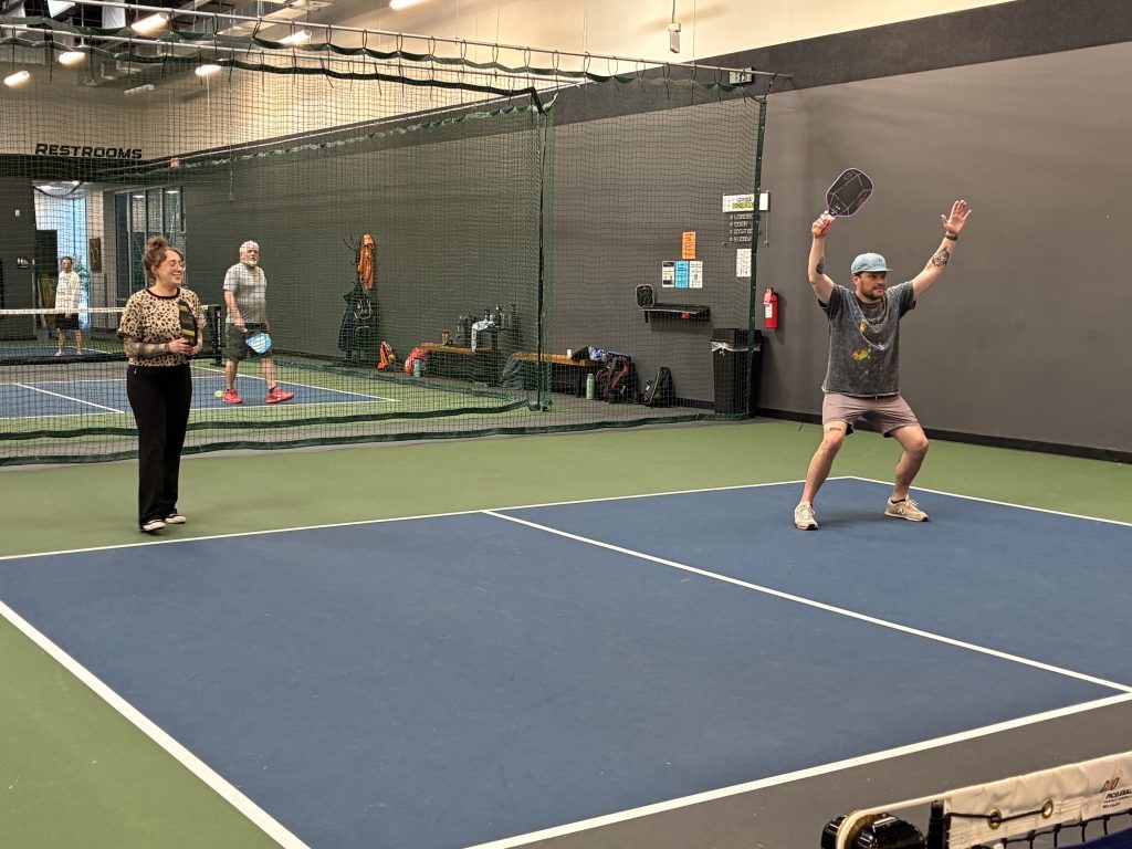 Comedians play pickleball