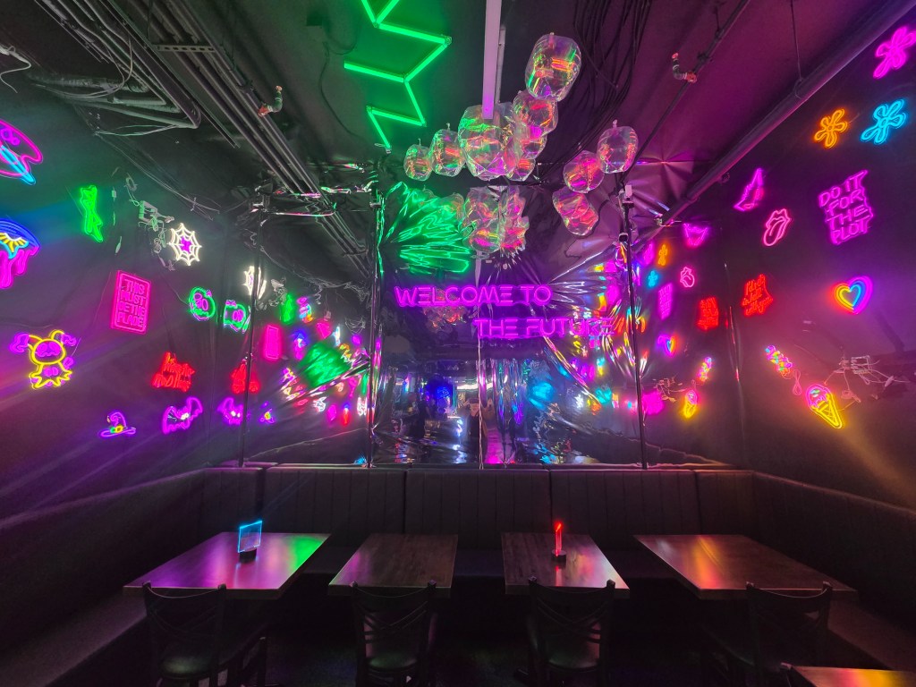 neon lights inside a bar