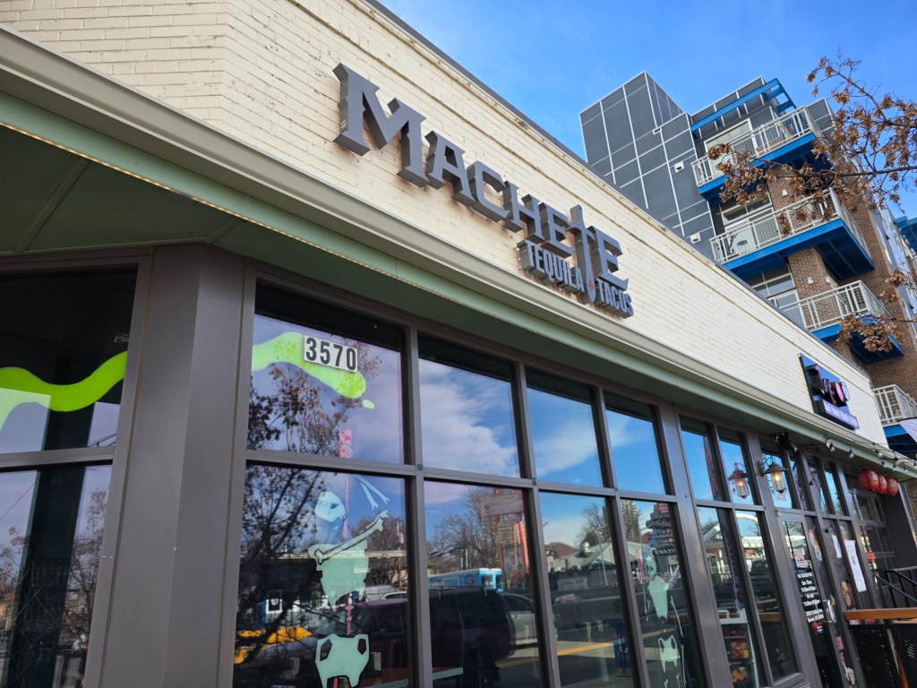 "Machete" sign on a building