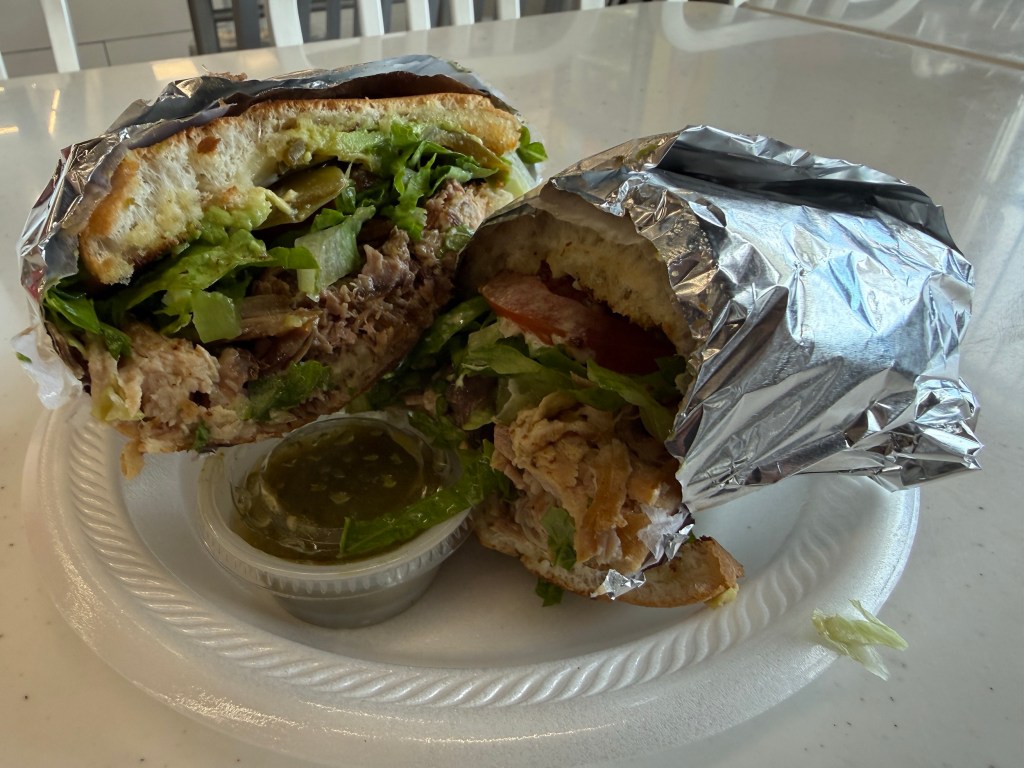 a foil wrapped sandwich