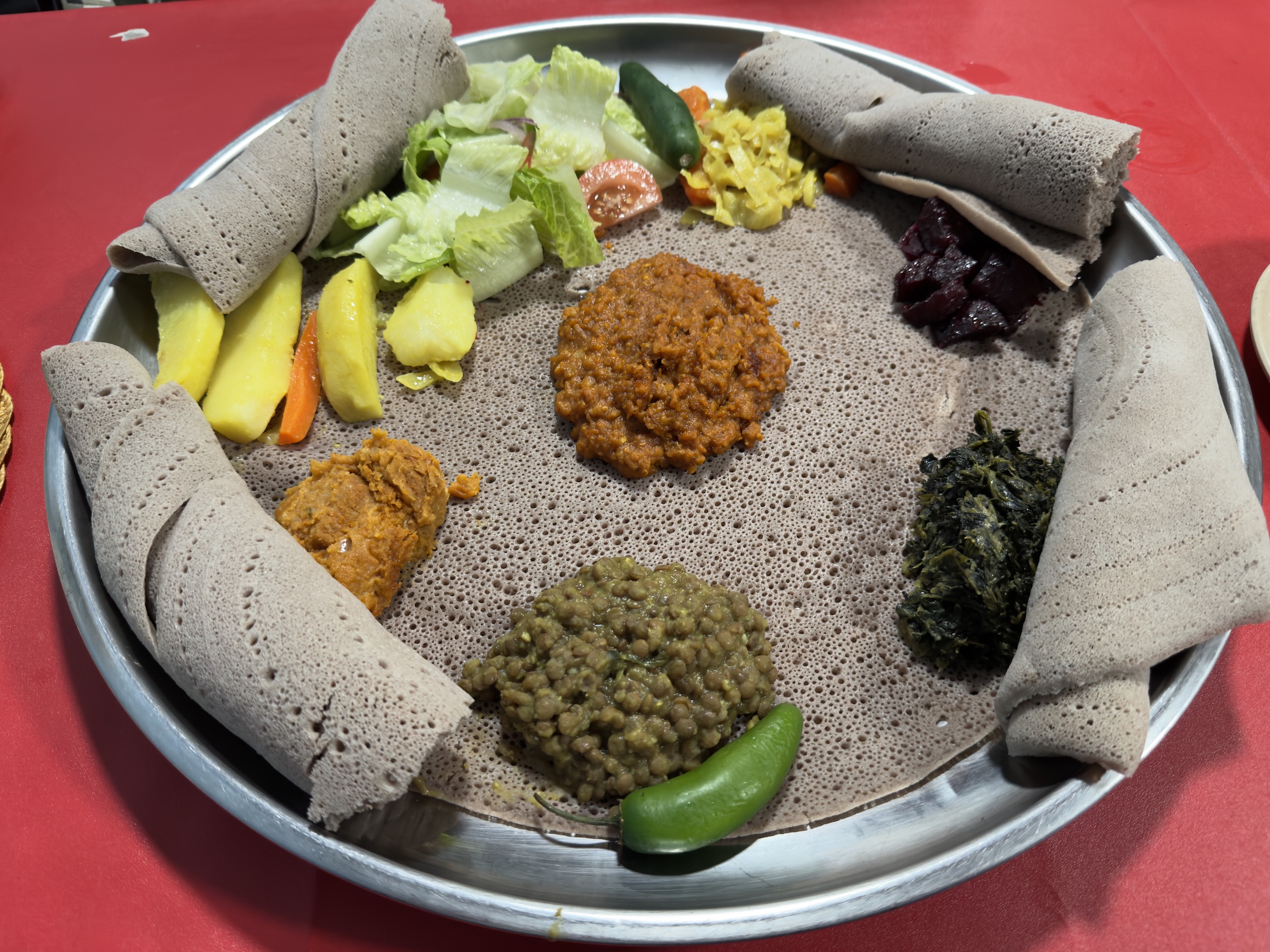 a platter of mixed vegetables