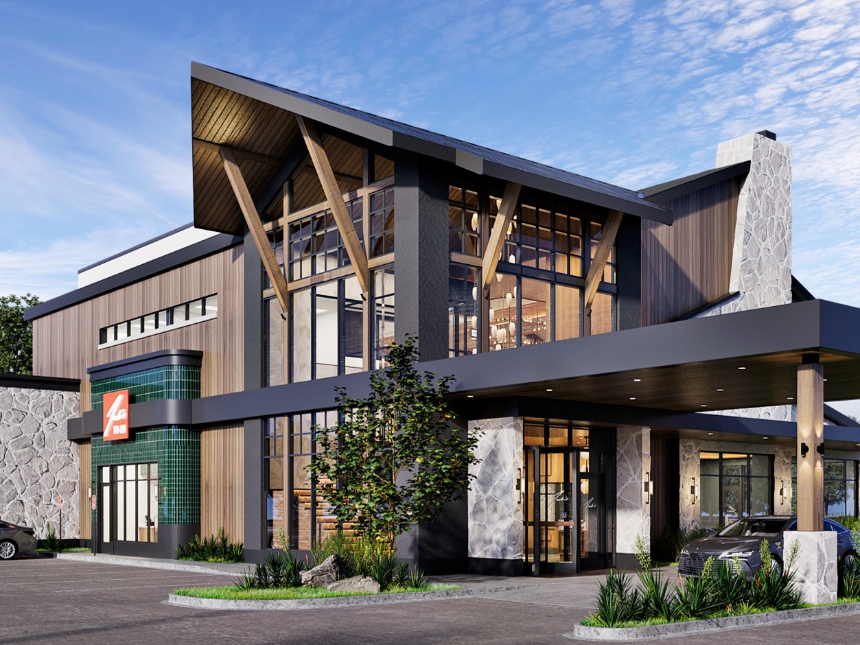rendering of the exterior of a steakhouse